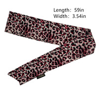 Écharpe en polyester satiné soyeux à bords, imprimé léopard, longue bandeau pour cheveux pour femmes, pour perruques et coiffures