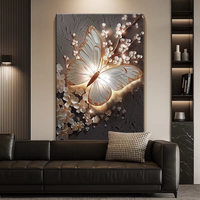 Art mural moderne avec des fleurs et des papillons blancs pour le salon, décoration intérieure, entrée, peinture murale décorative imprimée