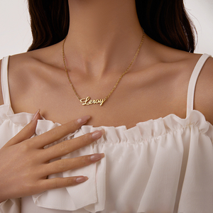 Dropshipping 고급 라이트 럭셔리 패션 맞춤형 스테인레스 스틸 도금 18K 골드 이름 목걸이 - Product Image 2