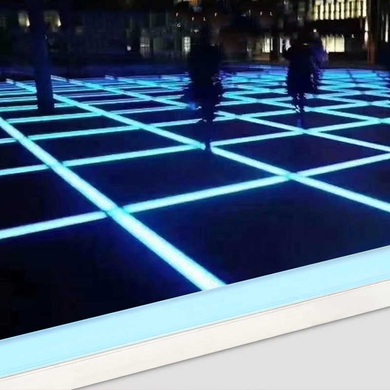 RGB светодиодная длинная полоса напольная плитка Встраиваемая подземная лампа индукционный уличный светильник IP67 водонепроницаемый красочный напольный светильник