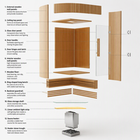 Cabine de sauna d'angle intérieure en hemlock pour 1-2 personnes, avec chauffage électrique à pierres, cabine vapeur d'angle arrondie pour maison, hôtel, spa