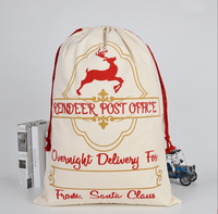 Sacs de père noël grands sacs à cordon en coton de noël stockage de paquet de bas de noël emballage cadeau 27.5 "X 19.5''