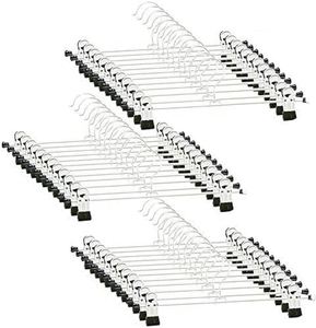 Factory Wholesale Anti-Slip Stainless Steel Space Saving Single Tier Pant & Trouser Hangers <b>Clips</b> for Wardrobe Clothing Storage - Product Image 1