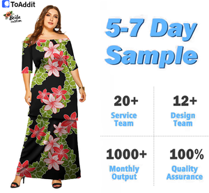 Polynesian Vintage Tapa Diseño tribal Tamaño grande Mujeres <span class=keywords><strong>Dos</strong></span> piezas Puletasi Conjuntos Vestido - Product Image 4