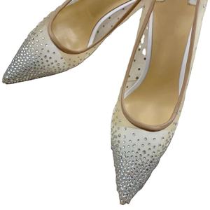 Sexy Transparent Luxury Rhinestones Crystals Woman Pump Shoes 10cm Heels Raw Leather Wedding Bridal Pumps Shoes Ladies Stilettos - Product Image 2