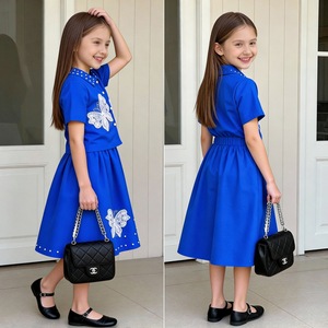 Vêtements pour enfants en gros, usine chinoise, ensemble papillon <span class=keywords><strong>bleu</strong></span> perle pour tout-petits, robe d'été pour fille, vêtements pour bébés, ensembles de vêtements pour filles - Product Image 3