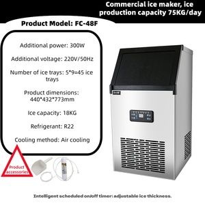 Machine à glaçons cubiques commerciale de 45 kg à 700 livres, refroidissement par air |   Machine à glaçons en acier inoxydable pour supermarchés et présentoirs à fruits de mer - Product Image 2