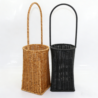Panier à fleurs en plastique imperméable écologique fait à la main avec poignée, panier de rangement haut pour la décoration de la maison et l'emballage de cadeaux
