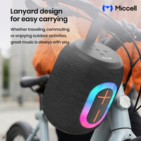 Haut-parleur intelligent sans fil Bluetooth portable Miccell avec lumières LED et basses profondes pour l'extérieur, les voyages et les fêtes