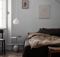 Ensemble de meubles de salon moderne Silent Wind en marbre véritable, comprenant une tête de lit simple et une table d'appoint tendance