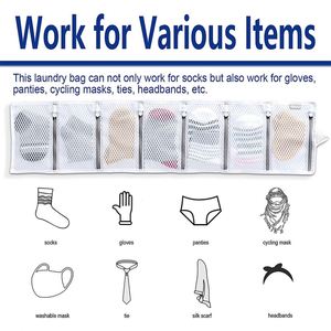 Sac à linge suspendu en filet, multi-compartiments, pliable, pour chaussettes, sous-vêtements, organiseur de linge de voyage avec poignée - Product Image 6