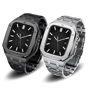 Kit de modification de bracelet en acier inoxydable pour homme, avec boîtier de protection à motif de dessin animé tendance pour <span class=keywords><strong>Apple</strong></span> <span class=keywords><strong>Watch</strong></span> Series 4/5/6/<span class=keywords><strong>7</strong></span>/8 44mm 45mm - Product Image 1