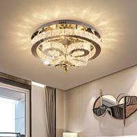 Lampe de plafond en cristal avec base en acier inoxydable design, luminaire de plafond LED rond, rectangulaire, carré de luxe pour la décoration du salon