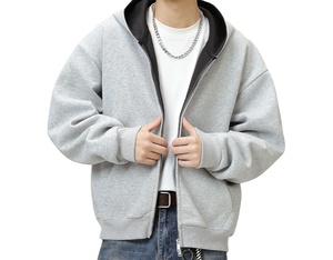 <span class=keywords><strong>Felpa</strong></span> <span class=keywords><strong>con</strong></span> <span class=keywords><strong>Cappuccio</strong></span> da Uomo Resistente <span class=keywords><strong>con</strong></span> Fodera Interna Coordinata, Stile Autunnale, Giacca Sportiva <span class=keywords><strong>con</strong></span> Silhouette Corta e Ampia - Product Image 4