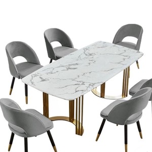 Meubles <span class=keywords><strong>de</strong></span> salon Table à manger bon marché à vendre Table à manger en marbre avec pieds en métal Promotion - Product Image 6