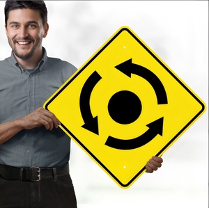 <span class=keywords><strong>Panneau</strong></span> de signalisation routière pour rondel, 24 x 24 pouces, en aluminium inaltérable, résistant à la décoloration, pour extérieur, signalisation graphique de sécurité routière - Product Image 2
