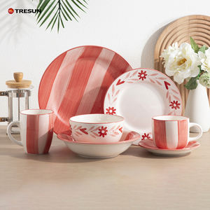 TRESUN 2025 Nuevo Juego de Vajilla de Cerámica Pintada a Mano de Diseño Europeo Rosa de 16, 20 y 32 Piezas, de Lujo, Ecológico y Apto para Microondas - Product Image 1