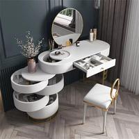 Personnalisation de meubles de chambre à coucher lumière LED blanche rangement en option coiffeuse coiffeuse table de maquillage avec LED