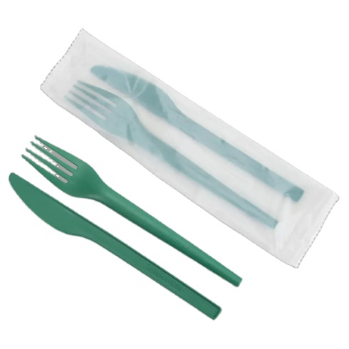 Eco Friendly White or Black Disposable Biodegradable Cutlery 6inch 7inch CPLA Cutlery Sets for Dinner