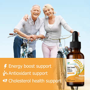 Gouttes liquides de levure de riz rouge + CoQ10 OEM ODM 1200MG Acide alpha-lipoïque et Vitamine E – Favorise la réduction du cholestérol et stimule l'énergie cardiaque - Product Image 6