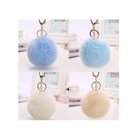 Porte-clés en fourrure synthétique de lapin, pompon moelleux, écologique, personnalisable, vente en gros, pour filles