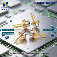 Diode laser verte 520nm 50mW pour TO18 à trois broches traversantes -20~60 5.8V pour l'éclairage industriel et les équipements de projection