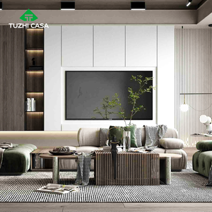 Meuble TV moderne de luxe pour salon en <span class=keywords><strong>marbre</strong></span>, extensible, avec <span class=keywords><strong>cheminée</strong></span>, 75 pouces - Product Image 1