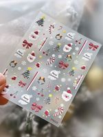 Nouveauté TSZS - Autocollants pour ongles 5D de Noël, durables, motif arbre, flocon de neige, nœud, autocollants adhésifs pour manucure DIY, fêtes