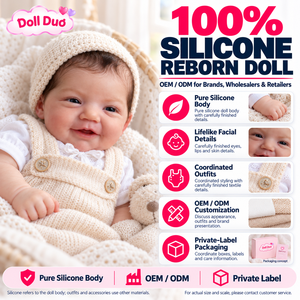 ตุ๊กตาเด็กเกิดใหม่ซิลิโคนทั้งตัวขนาด 18 นิ้ว รุ่น Doll Duo Custom พร้อมชุดถักนิตติ้งสีอ่อน ยิ้มแย้มเหมือนเด็กแรกเกิด ของขวัญคริสต์มาสสำหรับเด็ก - Product Image 1