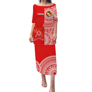 Envío de la gota <span class=keywords><strong>Ropa</strong></span> Tongan <span class=keywords><strong>Ropa</strong></span> Un hombro Isla Vestidos Tonga Puletasi - Product Image 3