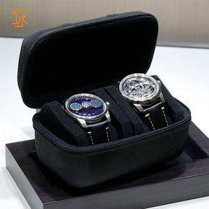Estuche de Viaje para Relojes con 2 Ranuras, Cierre de Cremallera de Nailon, Interior Protector de Gamuza Sintética, Forma Rectangular, Caja de Almacenamiento para Dos Relojes - Product Image 1