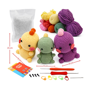 3pcs Crochet <b>Kit</b> <b>for</b> Adults <b>Kids</b> Knitting Starter Pack with Video Tutorials <b>Sewing</b> & Weaving Toys-Dinosaur Crocheting Animals - Product Image 1