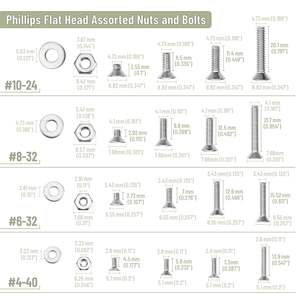 <span class=keywords><strong>Kit</strong></span> d'assortiment d'écrous et boulons en acier inoxydable de qualité industrielle 900pcs Phillips à tête plate avec rondelles - Product Image 3