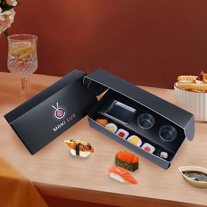 Caja de embalaje de sushi para llevar Caja de sushi para llevar Embalaje de pan de comida Tablero de marfil con división Tamaño personalizado Impreso Desechable - Product Image 5