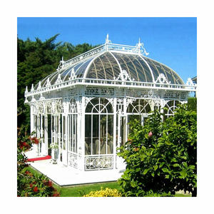 إطار جازيبو كبير فاخر مستدير من الحديد المطاوع للحدائق وحفلات الزفاف، هيكل زخرفي من الحديد المصبوب للبيع - Product Image 5