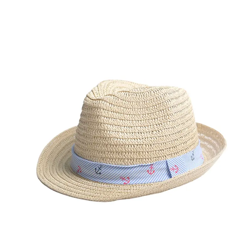 Chapeau de paille personnalisé en gros de marque chaoqi paille en papier bon marché mexique sombrero chapeau de plage chapeau fedora pour enfants