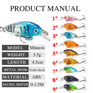 SWORDFISH Vente en gros CB048 4,5 cm 4g Leurres artificiels en plastique ABS rigide flottants Mini crankbait pour la pêche au bar en eau salée, rivière et lac - Product Image 5