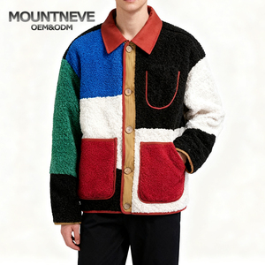 Chaqueta de lana de bloque de color para hombre, ropa de calle ecológica, transpirable, con cuello levantado de invierno, diseño único, múltiples bolsillos para urbano - Product Image 3