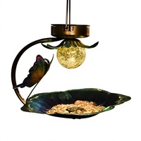 Nouvelle lampe solaire créative en forme de fleur pour jardin extérieur, style craquelé, en fer, mangeoire à oiseaux suspendue JLXALI-GD0075 pour cour