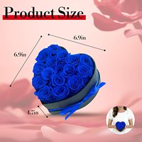 Kotak Bunga Mawar Awet Bentuk Hati Grosir - Hadiah Hari Valentine & Hari Ibu untuknya, Bunga Abadi (Biru 16 Mawar)