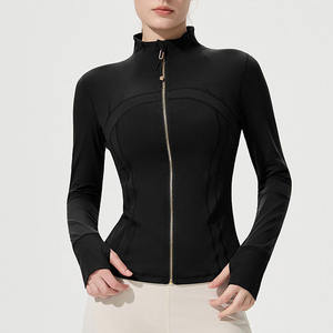 เสื้อแจ็คเก็ตออกกำลังกายโยคะผู้หญิง ซิปสีทอง ผ้าไนลอนผสมสแปนเด็กซ์ ระบายอากาศได้ดี แห้งเร็ว คอตั้ง - Product Image 2