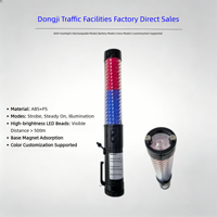 Bâton de signalisation de sécurité fluorescent réfléchissant pour la nuit, avec éclairage LED rouge-bleu stroboscopique rechargeable
