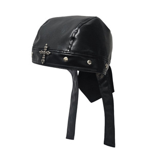 Cappello da Motociclista in Pelle PU, Berretto Classico da Biker, <span class=keywords><strong>Bandana</strong></span> Gotica da <span class=keywords><strong>Pirata</strong></span>, Cappello Unisex per Moto - Product Image 4