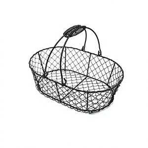 Latest Design Iron Wire <b>Egg</b> <b>Basket</b> In Black Color Oval Shape Kitchen Storage <b>Egg</b> Rack For Home Hotel Usage - Product Image 1