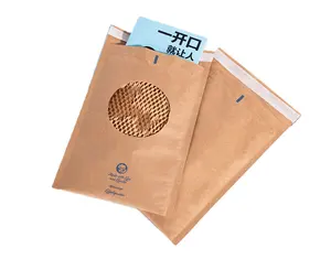 Pakaian logo kustom pengiriman kertas kraft sarang lebah biodegradable kemasan kertas kardus ramah lingkungan