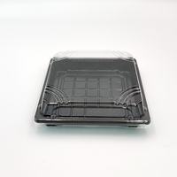 JY-81205 Black Square Kunststoff Sushi Container Großhandel Verpackungs boxen mit Deckel für Einweg-Lebensmittel verpackung Boxes taurant