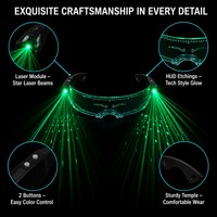 Grüne Sternenlaser-Brille LED 7-Farben Wechselnde Leuchtbrille Dual-Modus Leuchtende Brille für Laser-Tanzshows und Partys