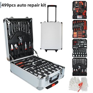 Juego de Herramientas de 499 Piezas para Mecánico, Caja de 187 Piezas con Llave de Trinquete y Llaves de Boca, Herramientas con Carro HT-499, Juego de Herramientas para Carpintero Junior con Batería - Product Image 3