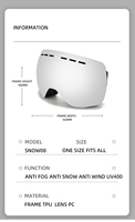 TWOOO SNOW08 Lunettes de ski multifonctionnelles personnalisées avec logo OEM ODM, monture en TPU, verres en PC, UV400, anti-buée, pour hommes et femmes, sports de plein air