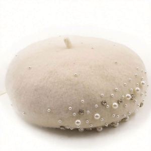 ผู้ผลิตหมวกเบเร่ต์ขนสัตว์สำหรับผู้หญิงในฤดูหนาวจากจีน ขายส่งหมวกเบเร่ต์ประดับมุกสำหรับสุภาพสตรี - Product Image 5